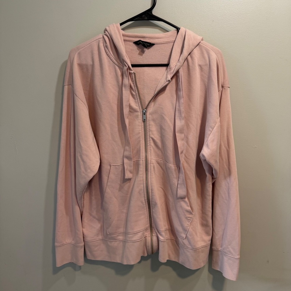Banana Republic Womens‎ Pink Full Zip Hoodie Cotton Blend Sweatshirt Large 1166